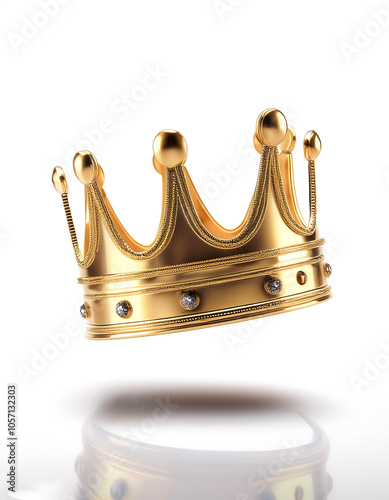 Royal gold crown with elegance floating or flying isolated white background photo