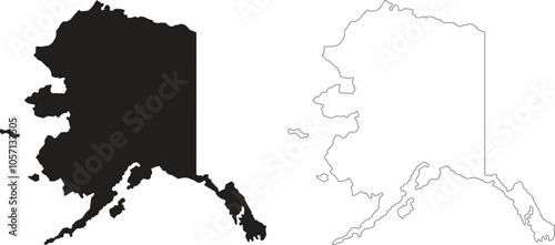 Alaska state map outline contour silhouette vector