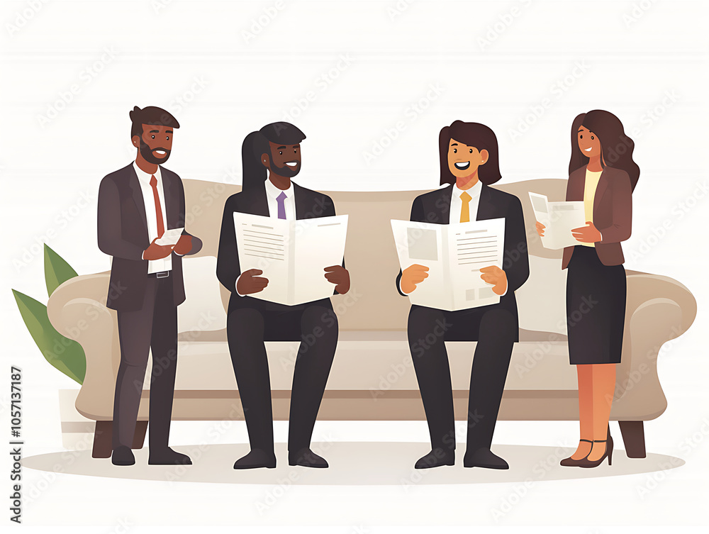 Illustration of office workers having a meeting Illustration of office workers having a meeting