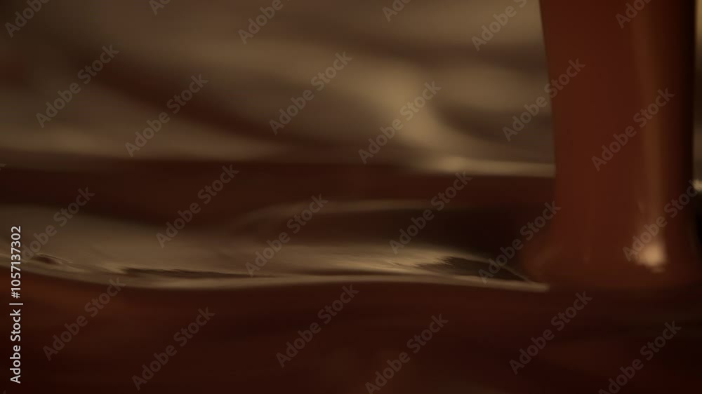 Super Slow Motion Detail Shot of Pouring Premium Melted Chocolate at 1000fps. Super Slow Motion Detail Shot of Pouring Premium Melted Chocolate at 1000fps.