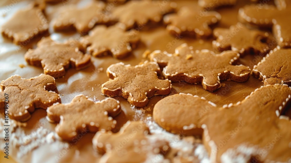 Christmas baking background with gingerbread cookies. Raw dough for baking ginger cookies. Christmas baking background with gingerbread cookies. Raw dough for baking ginger cookies.