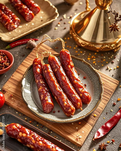 sausages on a grill