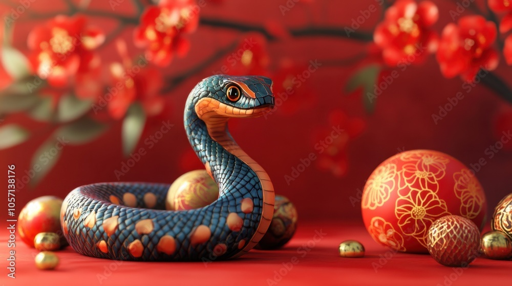 3D cartoon Year of the Snake background 3D cartoon Year of the Snake background