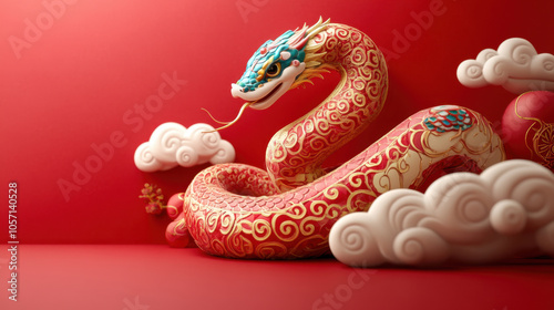 Red festive background 2025 Year of the Snake poster background photo