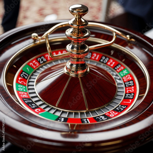 Spinning Roulette Wheel with Ball in Focus