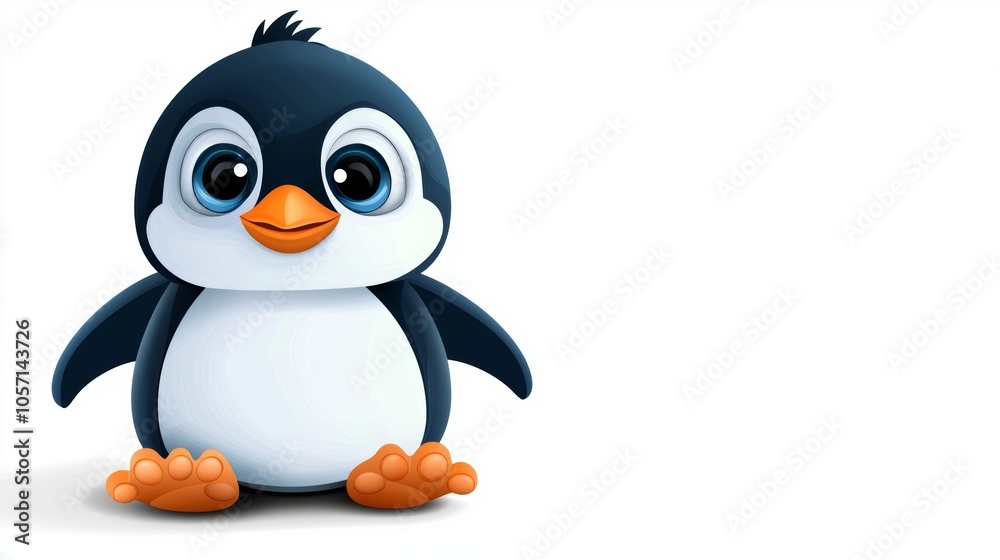 Adorable Baby Penguin with Fluffy Feathers and Orange Feet Adorable Baby Penguin with Fluffy Feathers and Orange Feet