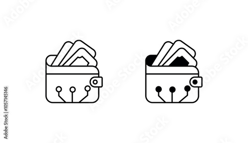 Digital Wallet icon design with white background stock illustration