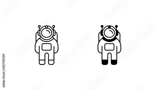 Space Suit icon design with white background stock illustration