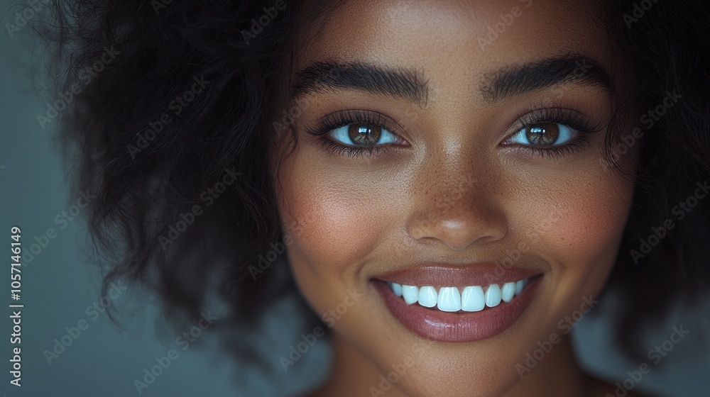 A woman with dark hair and brown eyes is smiling A woman with dark hair and brown eyes is smiling