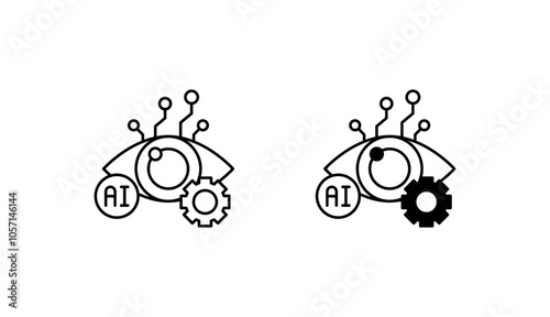 Computer Vision icon design with white background stock illustration