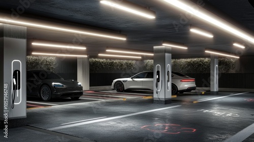 Fototapeta Naklejka Na Ścianę i Meble -  Modern Electric Car Charging Station Interior