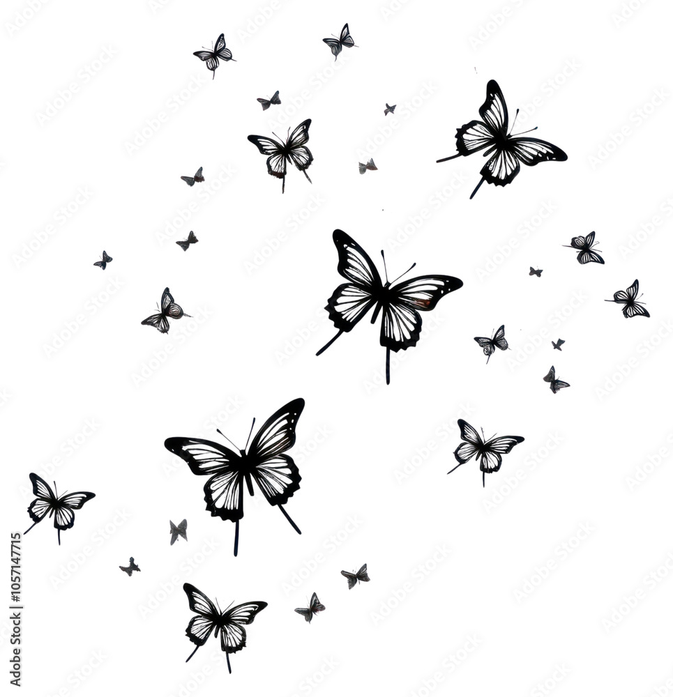 PNG Group of butterflies celestial drawing pattern animal.