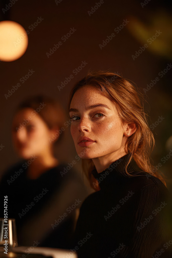 Captivating Evening Portrait: Woman in Warm Tones Illuminated by Natural Light Captivating Evening Portrait: Woman in Warm Tones Illuminated by Natural Light
