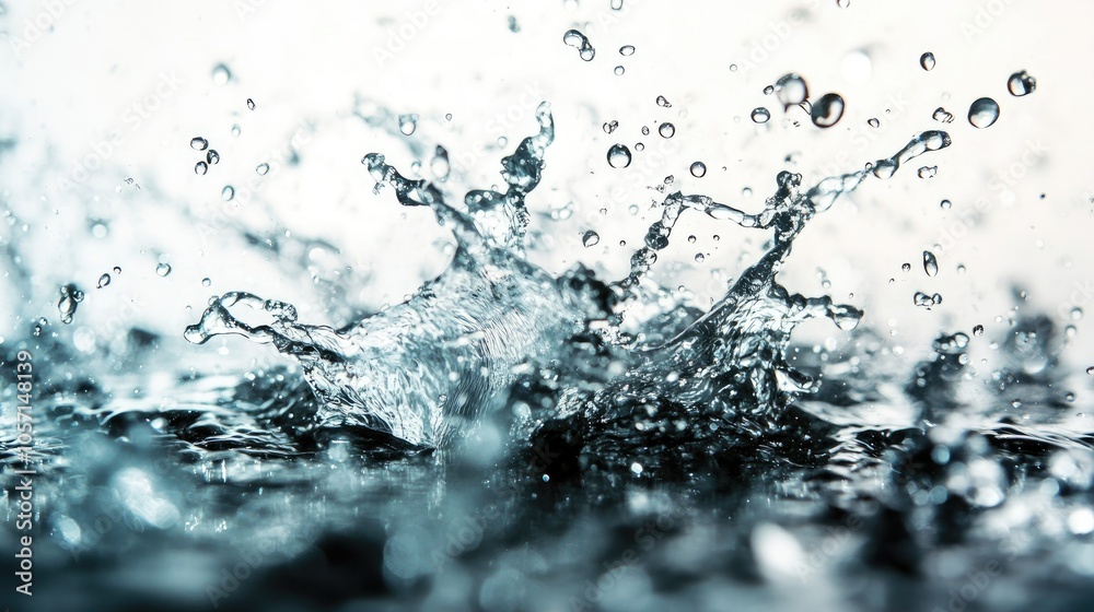 A close up view of water splashing creating numerous bubbles that rise to the surface against a white background A close up view of water splashing creating numerous bubbles that rise to the surface against a white background