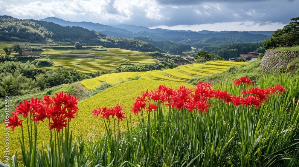 Red Spider Lily in the Japanese Rice Fields Red Spider Lily in the Japanese Rice Fields