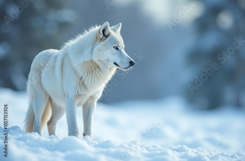 Majestic arctic wolf in winter wonderland: wildlife photography for nature enthusiasts