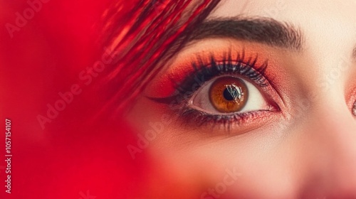 A woman with red hair and brown eyes