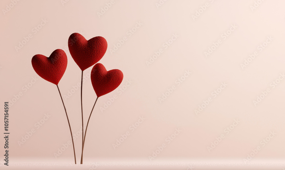 Elegant Trio of Romantic Heart Sculptures in Minimalist Style Elegant Trio of Romantic Heart Sculptures in Minimalist Style