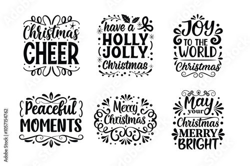 Festive Christmas Typography Collection Holiday Greetings and Wishes 