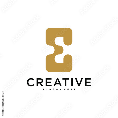 Initial letter E logo, abstract concept design. Premium Vector