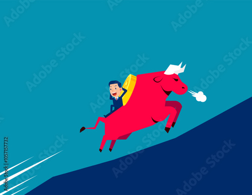Businessman on a bull stock illustration