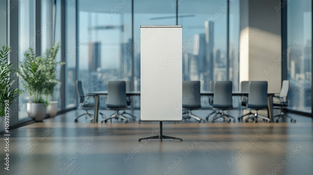 A modern conference room featuring a blank whiteboard, surrounded by plants and office chairs, offers a view of the skyline through large windows. A modern conference room featuring a blank whiteboard, surrounded by plants and office chairs, offers a view of the skyline through large windows.