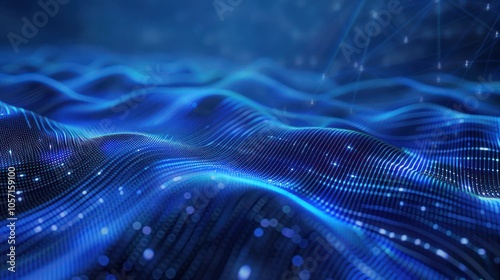 Abstract Blue Digital Wave Background