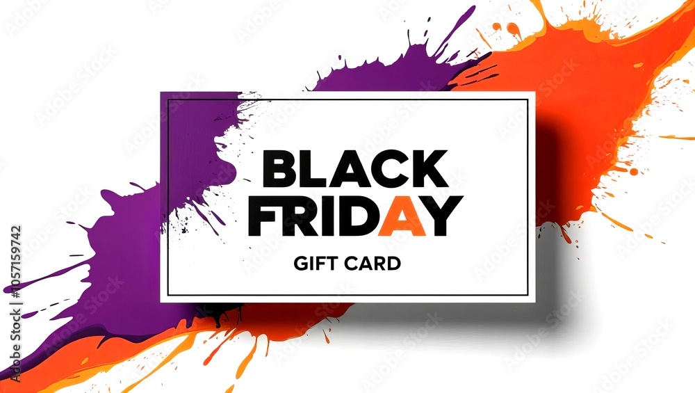 Black Friday Gift Card Design: A festive and colorful gift card design with the words Black Friday. Gift Card Template. Gift Card Graphic. Illustration. 1 Black Friday Gift Card Design: A festive and colorful gift card design with the words Black Friday. Gift Card Template. Gift Card Graphic. Illustration. 1