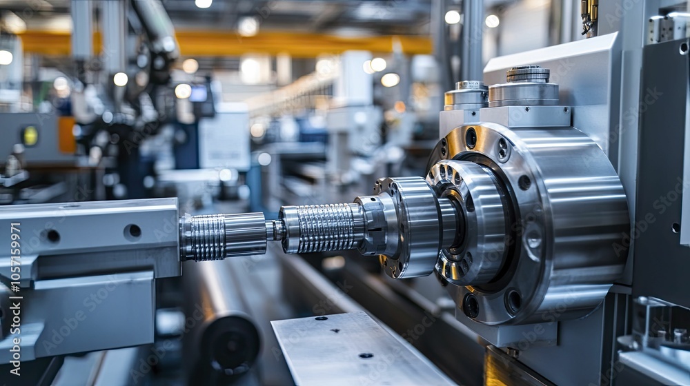 High-performance machinery optimizing resource use in a factory, focus on sustainability, clean and metallic textures High-performance machinery optimizing resource use in a factory, focus on sustainability, clean and metallic textures