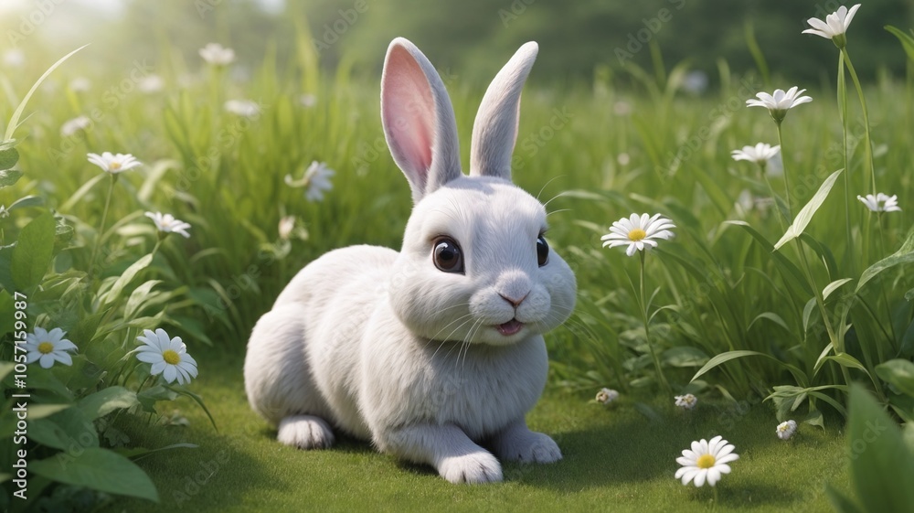 Rabbit in farm cage or hutch. Breeding rabbits concept Rabbit in farm cage or hutch. Breeding rabbits concept