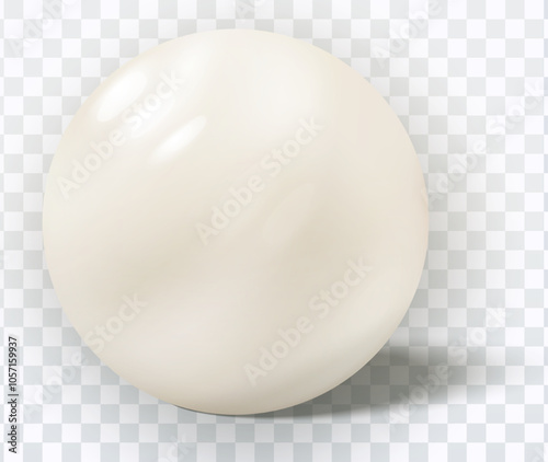Vector illustration of single shiny natural sea pearl with light effects isolated on transparent background