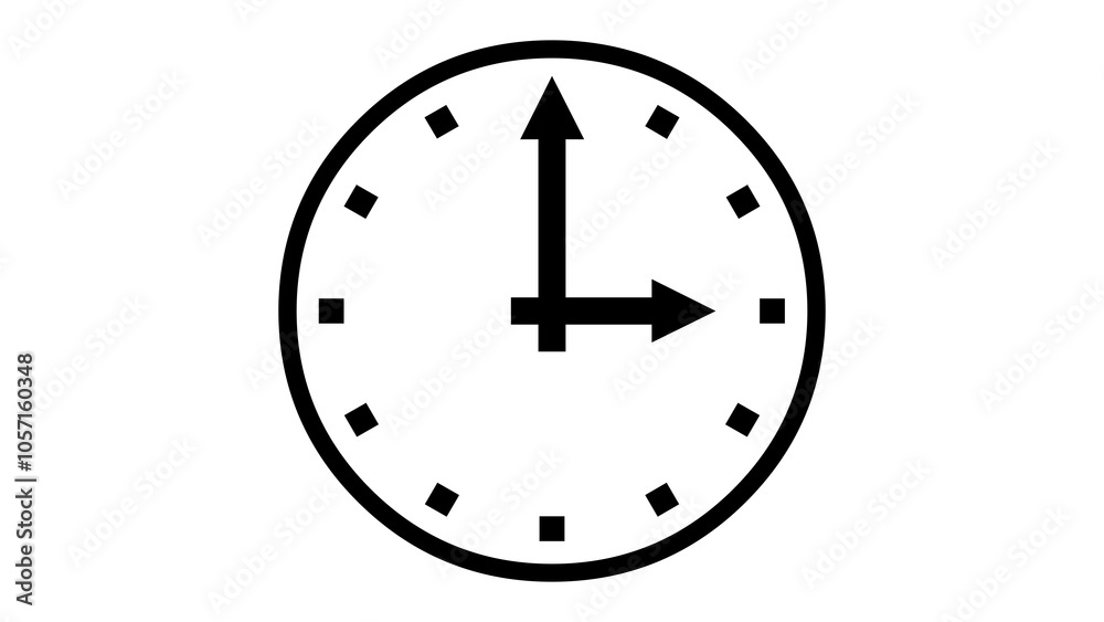 3 O Clock face shape icon black color in white background 3 O Clock face shape icon black color in white background