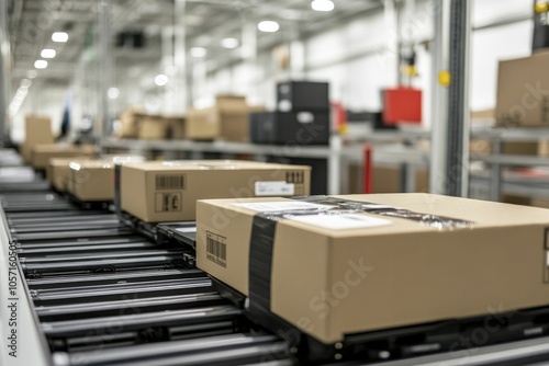 Wallpaper Mural Streamlined packaging materials readied for dispatch, emphasizing efficiency and durability, with sleek, modern designs. Torontodigital.ca