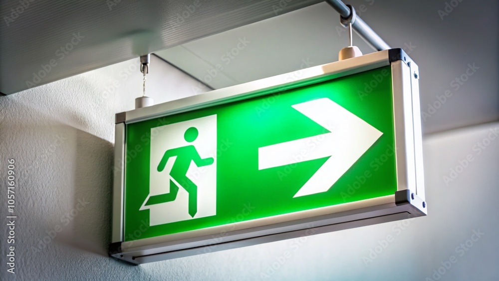 Right Direction Exit Sign for Door and Parking Area - Essential Safety Indicator Right Direction Exit Sign for Door and Parking Area - Essential Safety Indicator