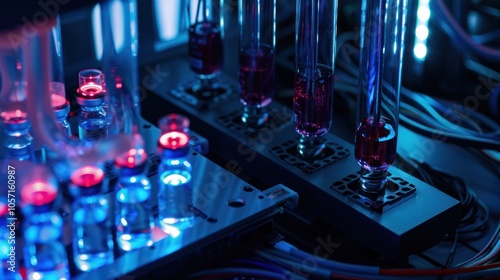 Close-up of a Technological Machine with Glass Tubes