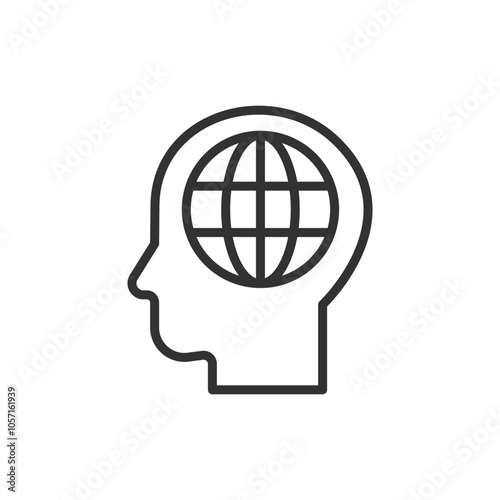 International skills, in line design. International, skills, global, expertise, multilingual, multicultural, proficiency on white background vector. International skills editable stroke icon