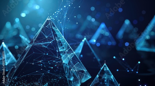 Abstract Blue Pyramids in a Digital World