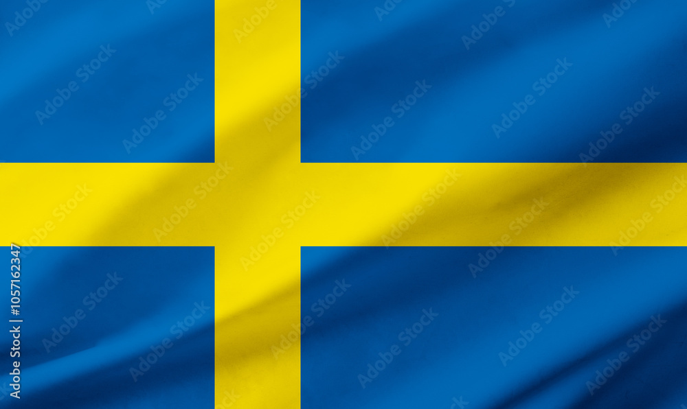 Sweden flag background with waving fabric texture Sweden flag background with waving fabric texture