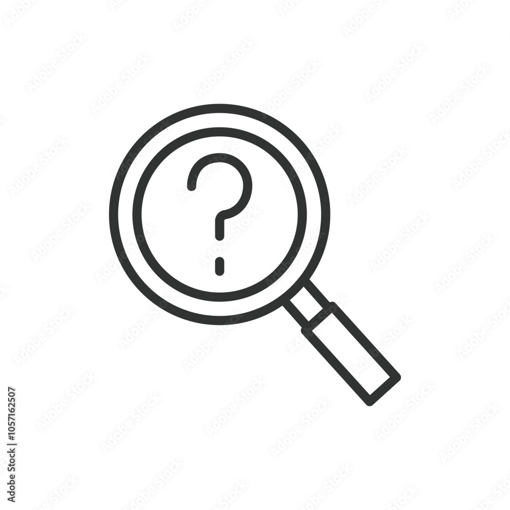 Unknown find, in line design. Unknown, discovery, mystery, search, exploration, curiosity, find on white background vector. Unknown find editable stroke icon Unknown find, in line design. Unknown, discovery, mystery, search, exploration, curiosity, find on white background vector. Unknown find editable stroke icon