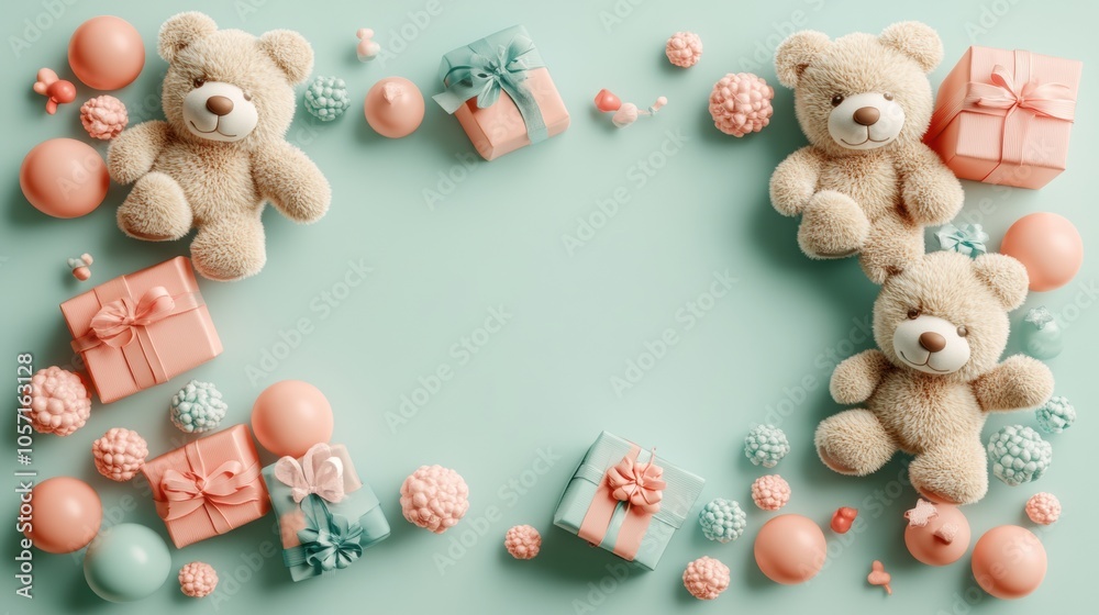 Soft Colored Teddy Bear Themed Banner Design Soft Colored Teddy Bear Themed Banner Design