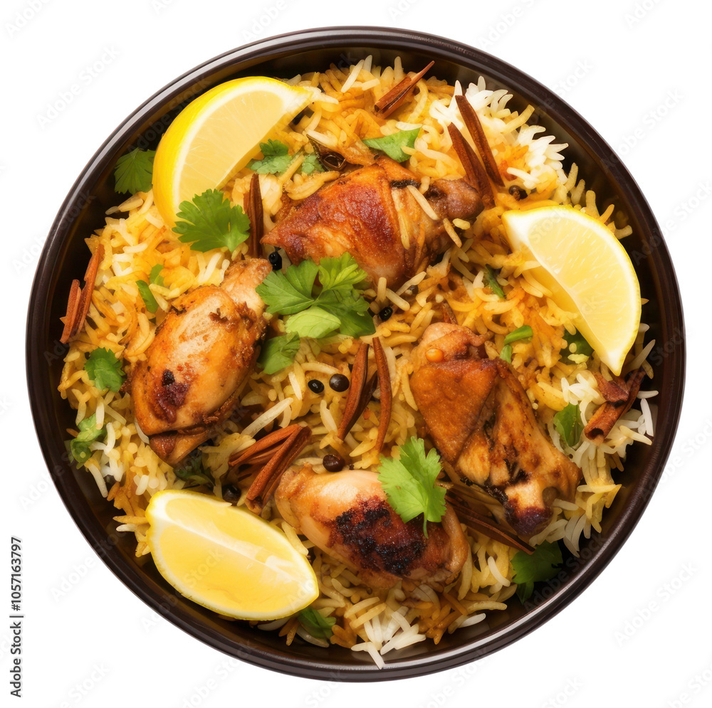 Fototapeta premium PNG Chicken biryani pasta food meal.