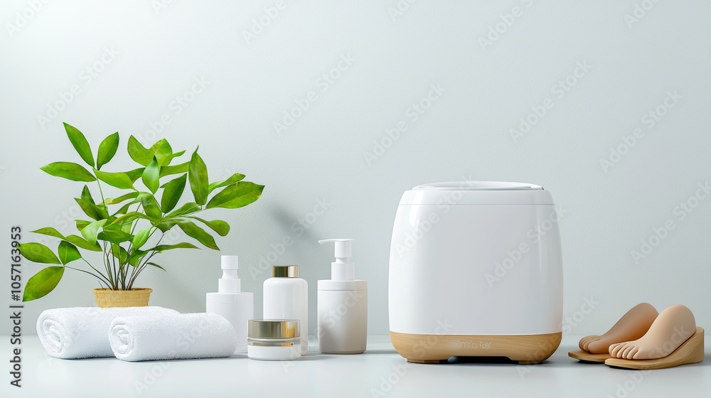 Modern Electric Foot Massager on White Backdrop Modern Electric Foot Massager on White Backdrop