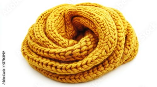 A yellow scarf is knitted and has a lot of loops