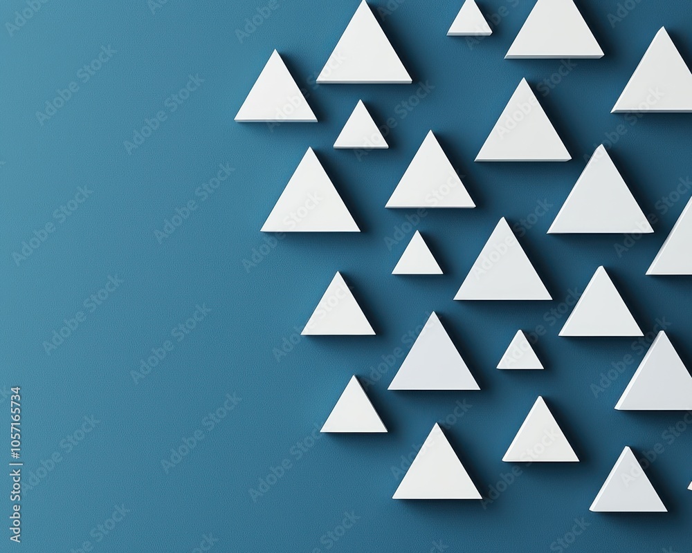 A composition of white, triangular shapes arranged on a textured blue background, creating a modern artistic effect. A composition of white, triangular shapes arranged on a textured blue background, creating a modern artistic effect.