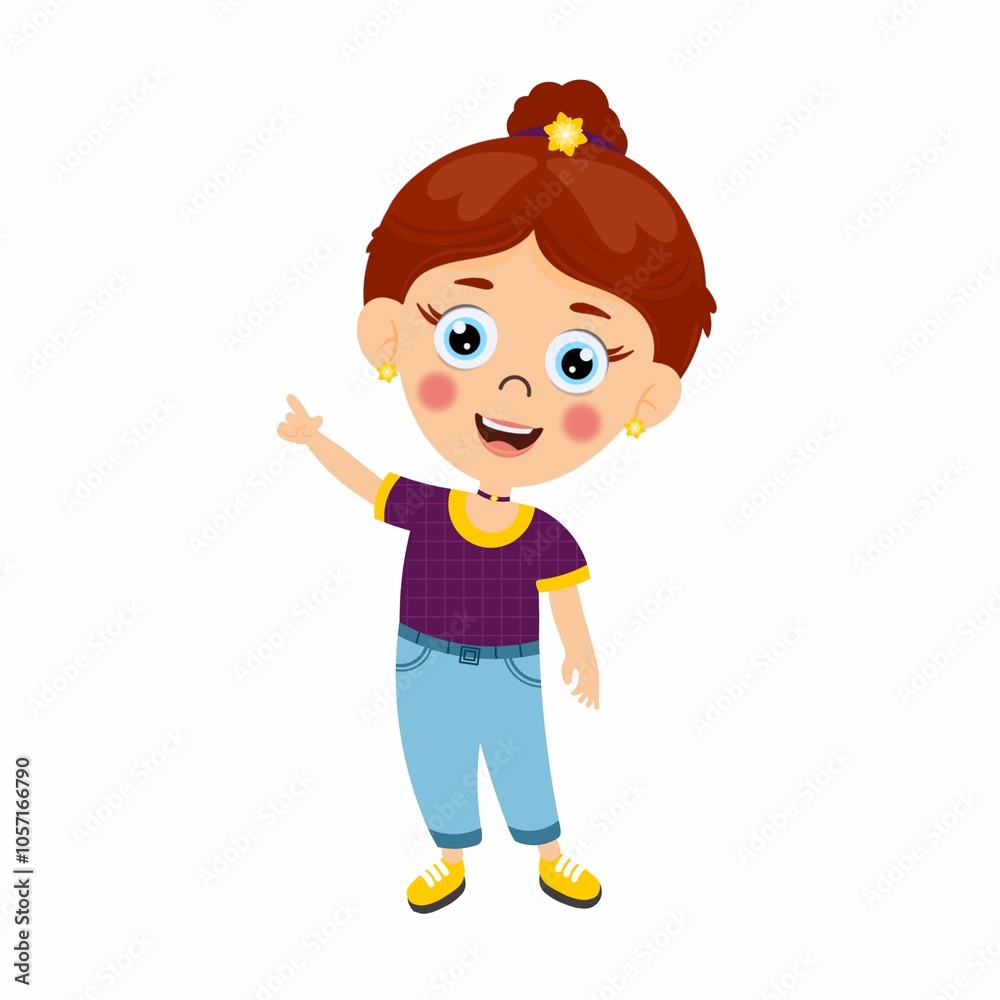 cute girl pointing vactor image. cute girl pointing vactor image.