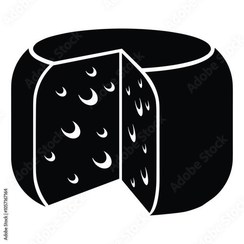 Cheese dices and slices silhouette vector.
