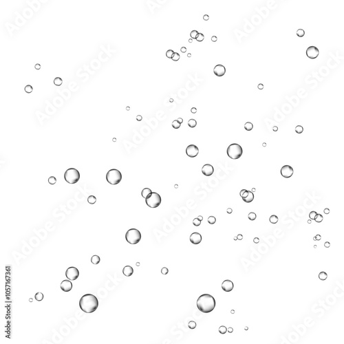 Oxygen air bubbles  flow  in water on white  background.