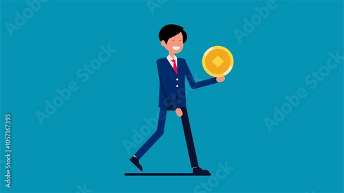Businessman throw coin