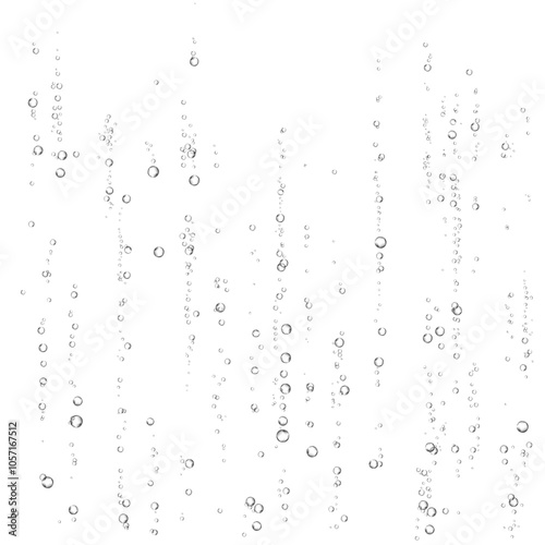 Oxygen air bubbles  flow  in water on white  background.