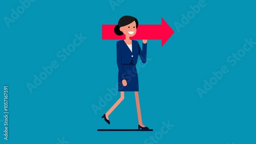 Businesswoman holding arrow. Video business idea concept